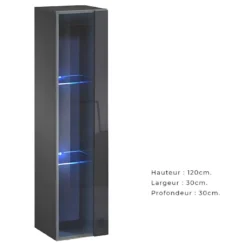 Vitrine Suspendue Grise Petit Modèle Avec 1 Porte Vitrée Et éclairage LED Inclus. Collection SWITCH. 8 Vitrine Suspendue Grise Petit Modèle Avec 1 Porte Vitrée Et éclairage LED Inclus. Collection SWITCH. -Pas Cher Mobiliora Magasin vitrine 22128409
