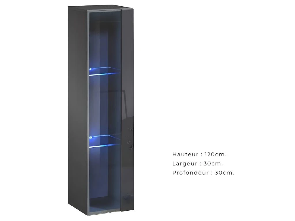 Vitrine Suspendue Grise Petit Modèle Avec 1 Porte Vitrée Et éclairage LED Inclus. Collection SWITCH. 5 Vitrine Suspendue Grise Petit Modèle Avec 1 Porte Vitrée Et éclairage LED Inclus. Collection SWITCH. – Image 3