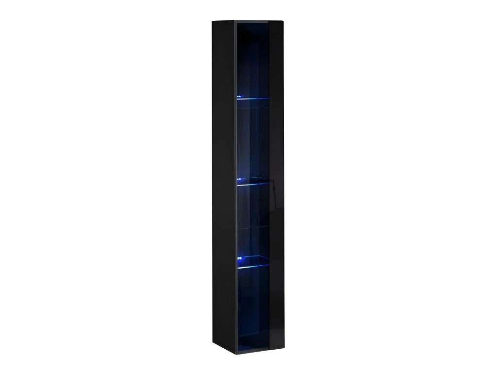 Vitrine Suspendue Noire Avec 1 Porte Vitrée Et éclairage LED Inclus. Collection SWITCH. 3 Vitrine Suspendue Noire Avec 1 Porte Vitrée Et éclairage LED Inclus. Collection SWITCH.