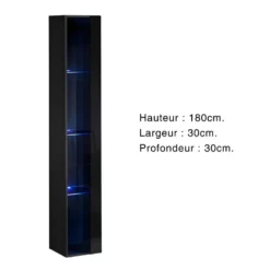 Vitrine Suspendue Noire Avec 1 Porte Vitrée Et éclairage LED Inclus. Collection SWITCH. 8 Vitrine Suspendue Noire Avec 1 Porte Vitrée Et éclairage LED Inclus. Collection SWITCH. -Pas Cher Mobiliora Magasin vitrine 22140385