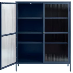 Bronco Armoire Vitrine 2 Portes En Verre, Bleu. -Pas Cher Mobiliora Magasin vitrine 22151981