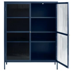 Bronco Armoire Vitrine 2 Portes En Verre, Bleu. -Pas Cher Mobiliora Magasin vitrine 22151983
