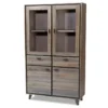 Marla Vitrine Avec 4 Portes Et 2 Tiroirs, En Bois D'acacia Marron/gris. -Pas Cher Mobiliora Magasin vitrine 22151989