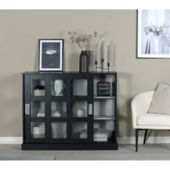 Lock Buffet 2 Portes, 6 Compartiments, Noir. -Pas Cher Mobiliora Magasin vitrine 22152091