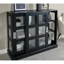 Lock Buffet 2 Portes, 6 Compartiments, Noir. -Pas Cher Mobiliora Magasin vitrine 22152093