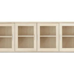 Veneto Vitrine Avec 4 Portes VitrĂ©es Ă Accrocher Au Mur, Finition ChĂȘne DĂ©lavĂ© Blanc.