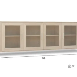 Veneto Vitrine Avec 4 Portes Vitrées à Accrocher Au Mur, Finition Chêne Délavé Blanc. -Pas Cher Mobiliora Magasin vitrine 22152133