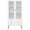 Pavis Vitrine, 2 Portes Et 2 Tiroirs, En Blanc. -Pas Cher Mobiliora Magasin vitrine 22152219