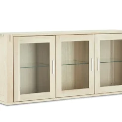 Tolle Vitrine Avec 3 Portes Vitrées, En Chêne Traité Au Savon, à Fixer Au Mur. -Pas Cher Mobiliora Magasin vitrine 22152247