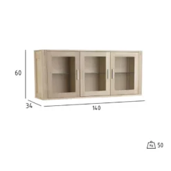 Tolle Vitrine Avec 3 Portes Vitrées, En Chêne Traité Au Savon, à Fixer Au Mur. -Pas Cher Mobiliora Magasin vitrine 22152251