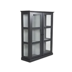 Wave Armoire Vitrine 2 Portes, 6 Compartiments, Noir.
