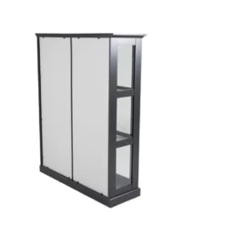 Wave Armoire Vitrine 2 Portes, 6 Compartiments, Noir. -Pas Cher Mobiliora Magasin vitrine 22152277
