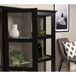 Wave Armoire Vitrine 2 Portes, 6 Compartiments, Noir. -Pas Cher Mobiliora Magasin vitrine 22152281