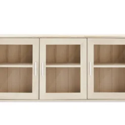 Veneto Vitrine Suspendue Ă 3 Portes VitrĂ©es En ChĂȘne Blanc DĂ©lavĂ©.