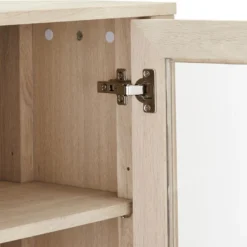 Veneto Vitrine Suspendue à 3 Portes Vitrées En Chêne Blanc Délavé. -Pas Cher Mobiliora Magasin vitrine 22152443