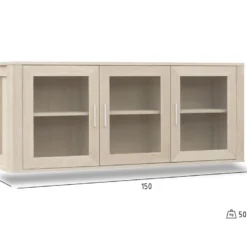 Veneto Vitrine Suspendue à 3 Portes Vitrées En Chêne Blanc Délavé. -Pas Cher Mobiliora Magasin vitrine 22152449