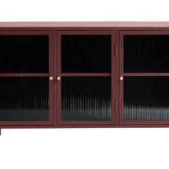 Bronco Buffet 3 Portes En Verre, Rouge.