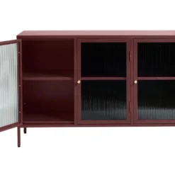Bronco Buffet 3 Portes En Verre, Rouge. -Pas Cher Mobiliora Magasin vitrine 22152523