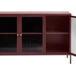 Bronco Buffet 3 Portes En Verre, Rouge. -Pas Cher Mobiliora Magasin vitrine 22152527