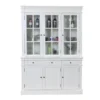 Amaretta Armoire Vitrine 3 Portes, Vieux Blanc, Vintage Patiné, Largeur 142 Cm, Hauteur 200 Cm.