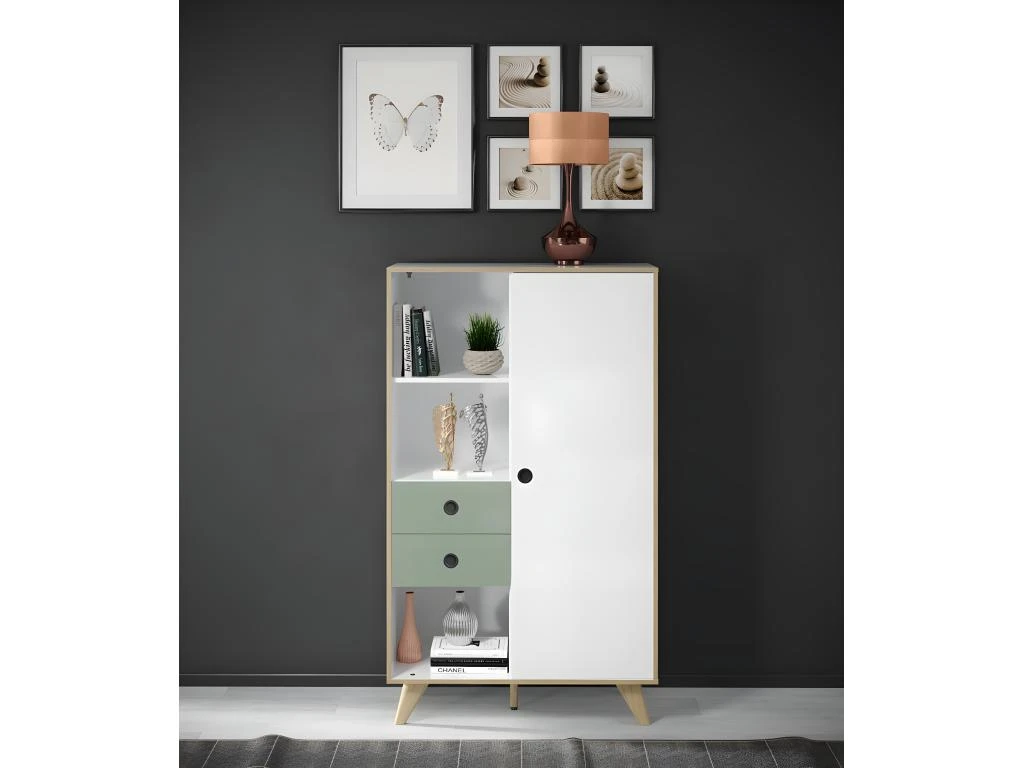 Adelaide Buffet 1 Porte, 2 Tiroirs, 3 Tablettes Blanc,vert. 5 Adelaide Buffet 1 Porte, 2 Tiroirs, 3 Tablettes Blanc,vert. â Image 3