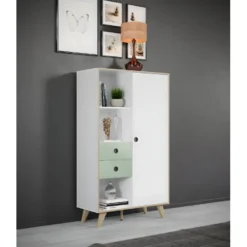 Adelaide Buffet 1 Porte, 2 Tiroirs, 3 Tablettes Blanc,vert. 9 Adelaide Buffet 1 Porte, 2 Tiroirs, 3 Tablettes Blanc,vert. -Pas Cher Mobiliora Magasin vitrine 22152757