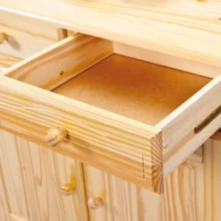 Toswa Vitrine 3 Portes, 2 Portes Vitrées, 3 Tiroirs, 2 Espaces Ouverts, Naturel. -Pas Cher Mobiliora Magasin vitrine 22743975