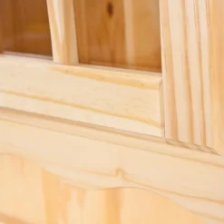 Toswa Vitrine 3 Portes, 2 Portes Vitrées, 3 Tiroirs, 2 Espaces Ouverts, Naturel. -Pas Cher Mobiliora Magasin vitrine 22743985